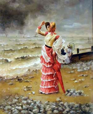1040-T2 | 50cm x 61cm | femme sur la plage 